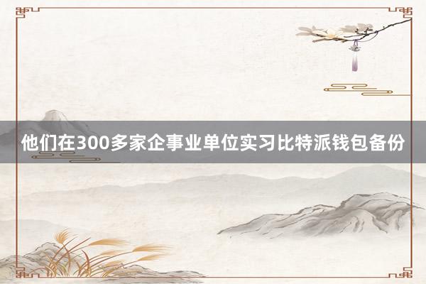 他们在300多家企事业单位实习比特派钱包备份