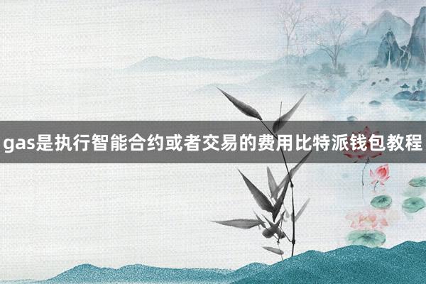 gas是执行智能合约或者交易的费用比特派钱包教程