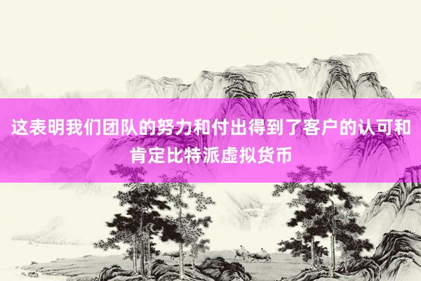 这表明我们团队的努力和付出得到了客户的认可和肯定比特派虚拟货币