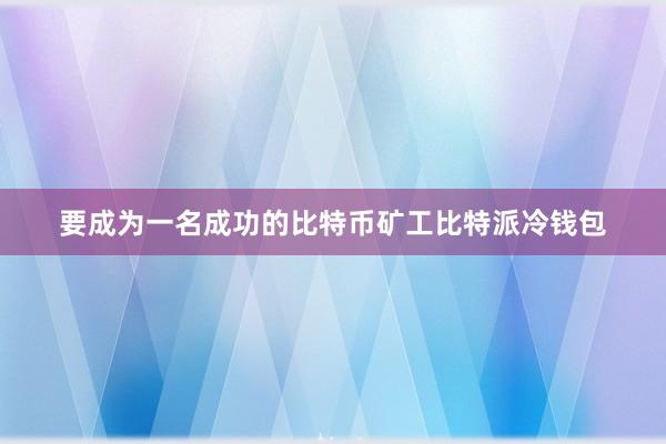 要成为一名成功的比特币矿工比特派冷钱包