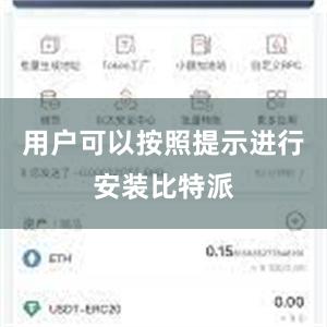 用户可以按照提示进行安装比特派